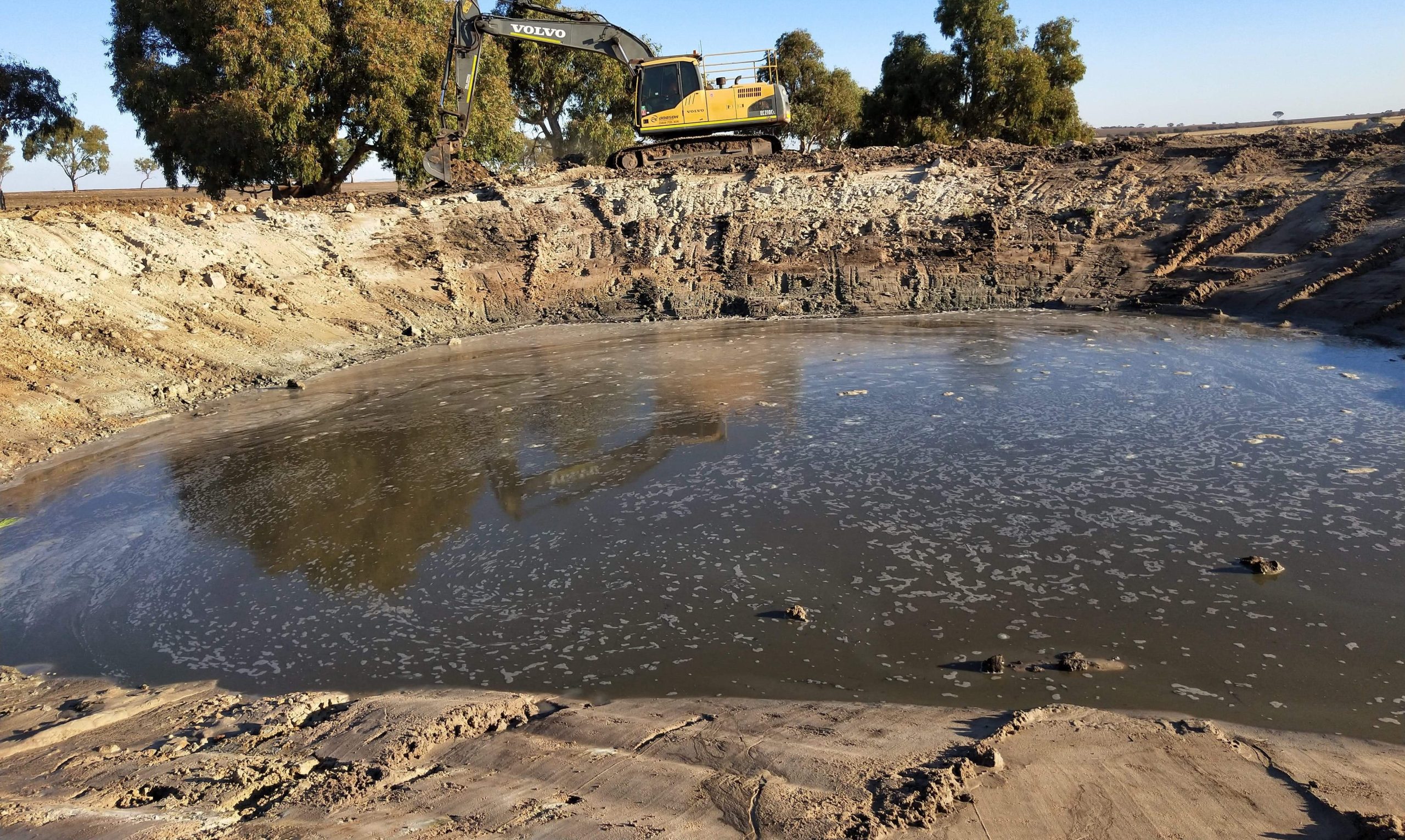 A dam full of water after we have cleaned out all Derbis